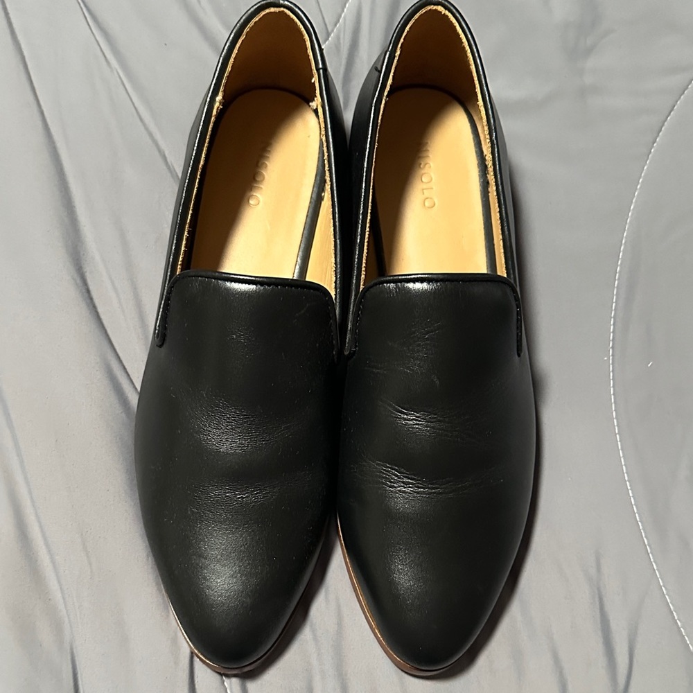 Nisolo Black Pointed Leather Slip-On Loafers